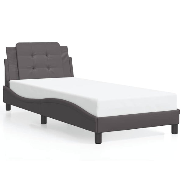 Bettgestell Grau 90x200 cm Kunstleder