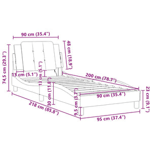 Bettgestell Grau 90x200 cm Kunstleder