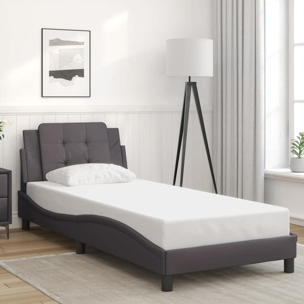 Bettgestell Grau 90x200 cm Kunstleder