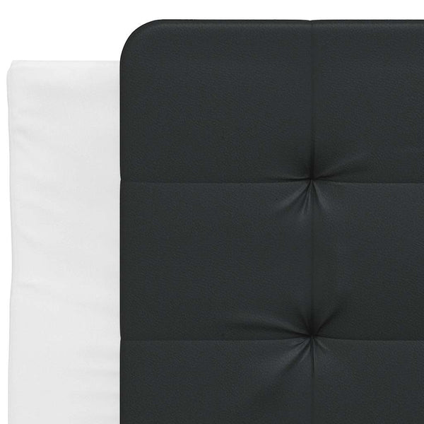 Bettgestell 90x200 cm Kunstleder Weiß/Schwarz
