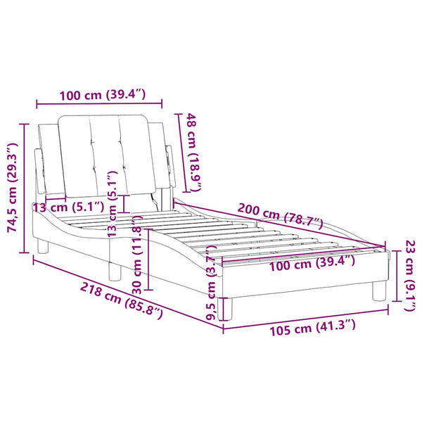 Bettgestell Schwarz 100x200 cm Kunstleder