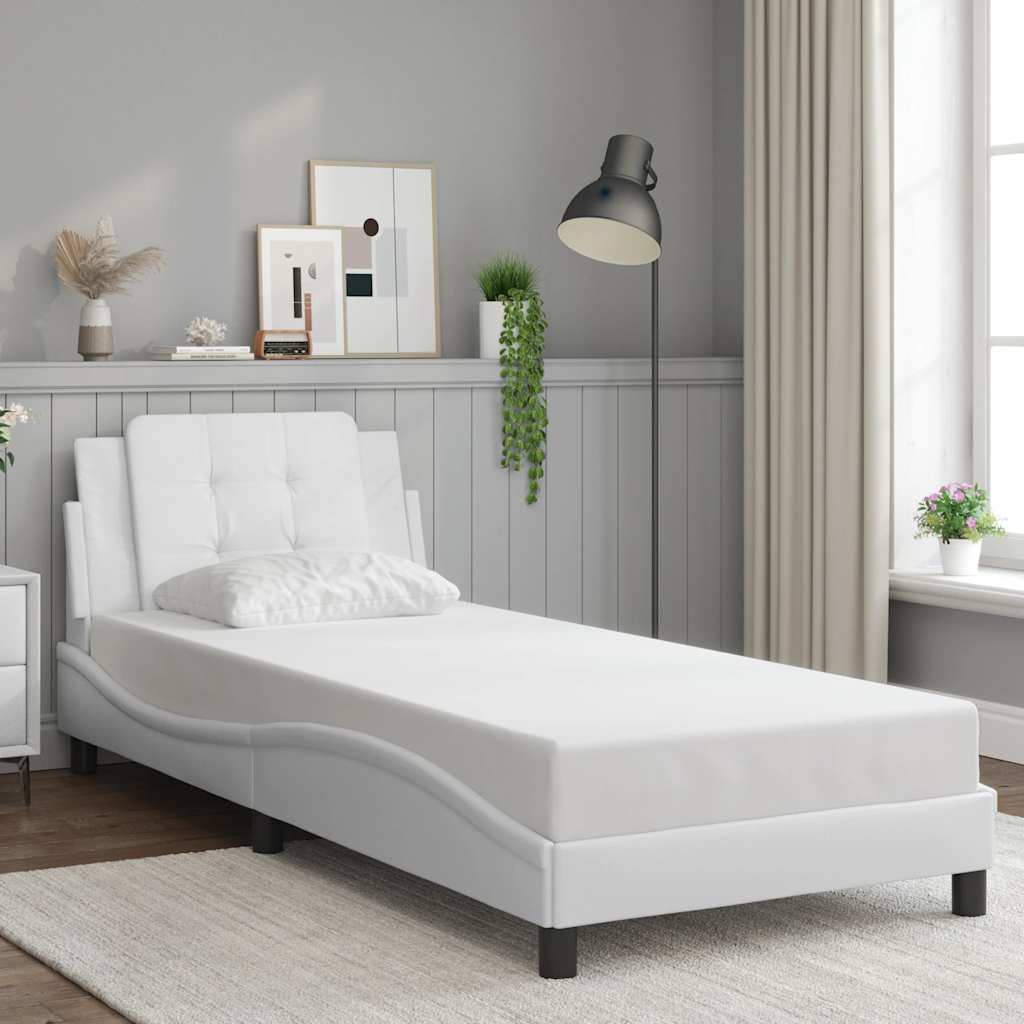Bettgestell Weiß 100x200 cm Kunstleder
