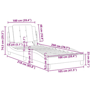Bettgestell Grau 100x200 cm Kunstleder