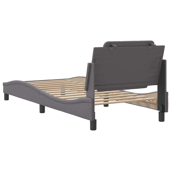 Bettgestell Grau 100x200 cm Kunstleder