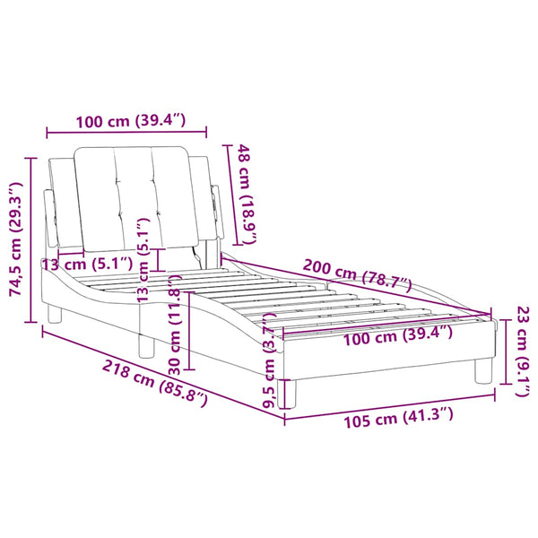 Bettgestell 100x200 cm Cappuccino-Braun Kunstleder