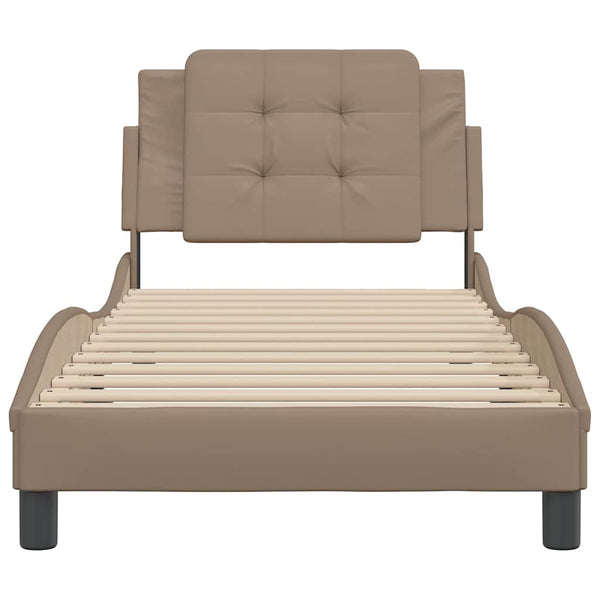 Bettgestell 100x200 cm Cappuccino-Braun Kunstleder