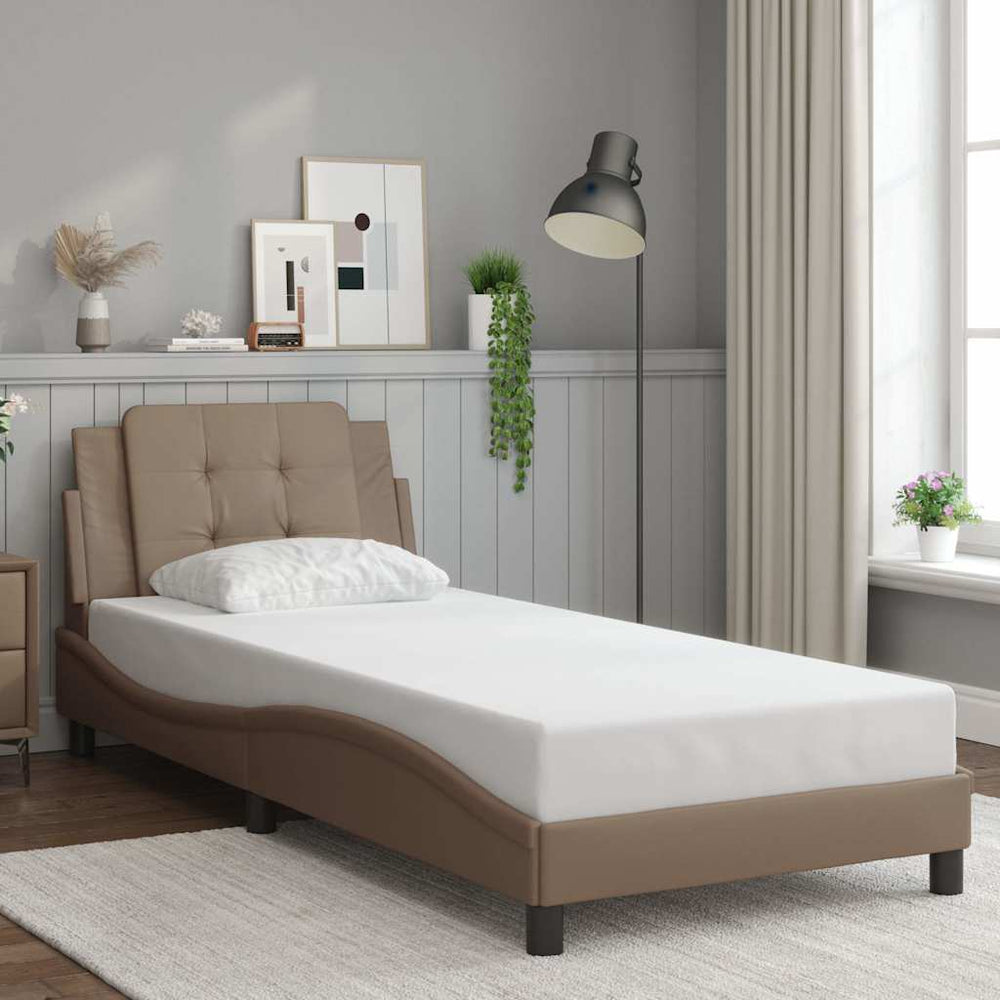 Bettgestell 100x200 cm Cappuccino-Braun Kunstleder