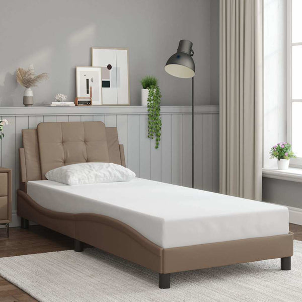 Bettgestell 100x200 cm Cappuccino-Braun Kunstleder