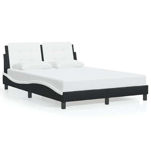 Bettgestell 120x200 cm Kunstleder Schwarz/Weiß