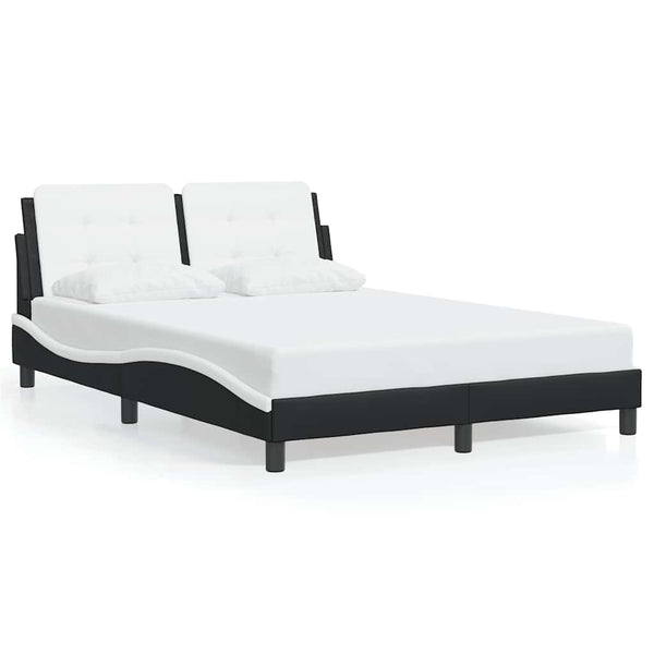 Bettgestell 120x200 cm Kunstleder Schwarz/Weiß