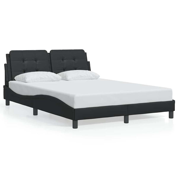 Schwarzes Kunstleder Bettgestell 140x190 cm