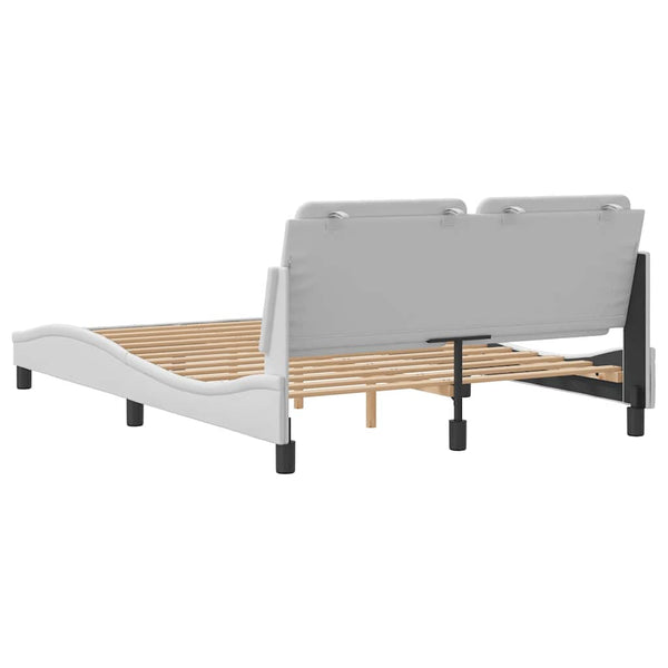 Bettgestell Weiß Kunstleder 140x190 cm