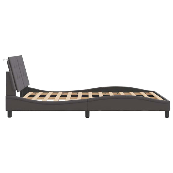 Bettgestell Grau 140x190 cm Kunstleder