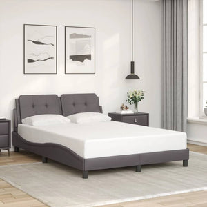 Bettgestell Grau 140x190 cm Kunstleder