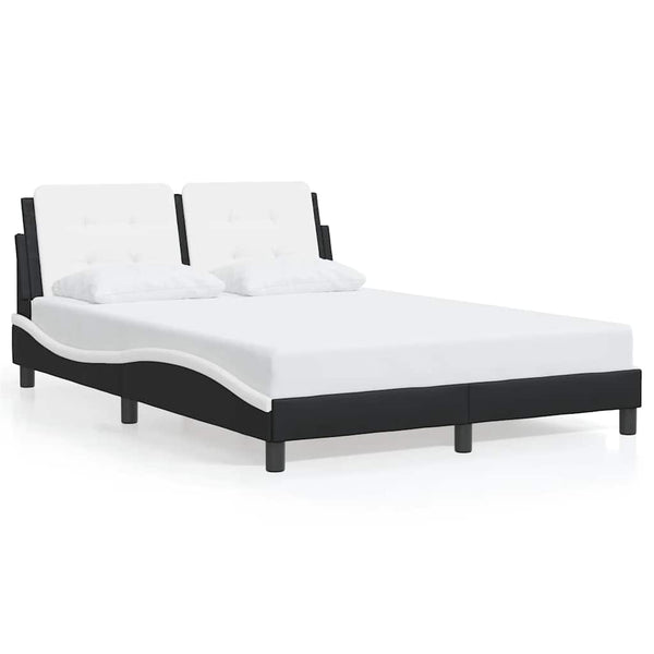 Bettgestell 140x190 cm Kunstleder Schwarz/Weiß