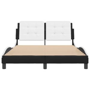 Bettgestell 140x190 cm Kunstleder Schwarz/Weiß