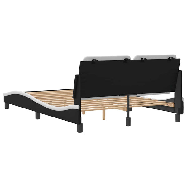 Bettgestell 140x190 cm Kunstleder Schwarz/Weiß
