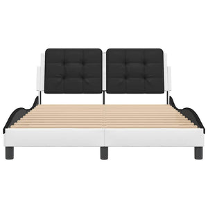 Bettgestell 140x190 cm Kunstleder Weiß/Schwarz