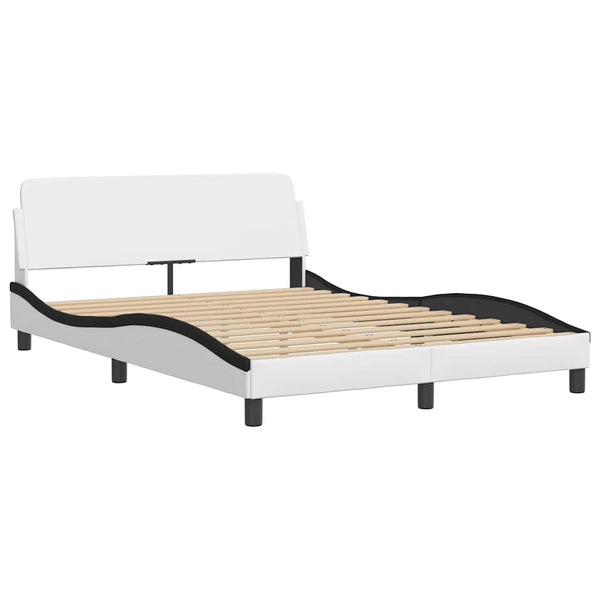 Bettgestell 140x190 cm Kunstleder Weiß/Schwarz