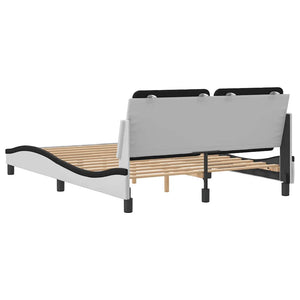 Bettgestell 140x200 cm Kunstleder Weiß/Schwarz