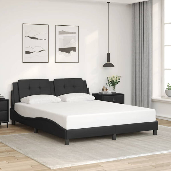 Schwarzes Kunstleder Bettgestell 160x200 cm