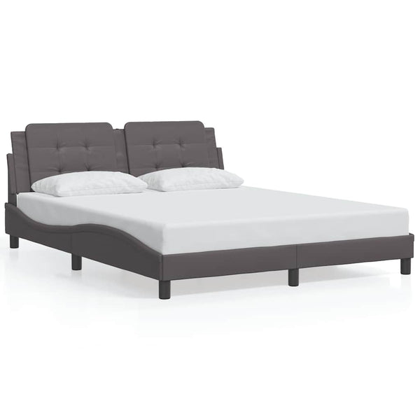 Bettgestell Grau 160x200 cm Kunstleder