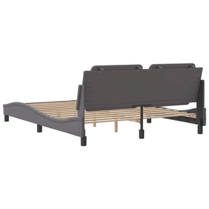 Bettgestell Grau 160x200 cm Kunstleder