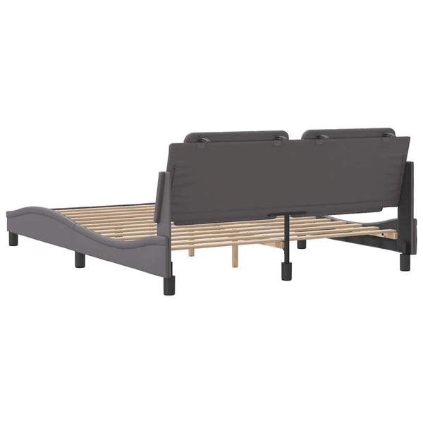 Bettgestell Grau 160x200 cm Kunstleder