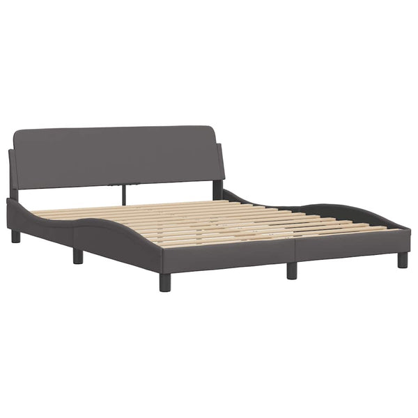 Bettgestell Grau 160x200 cm Kunstleder