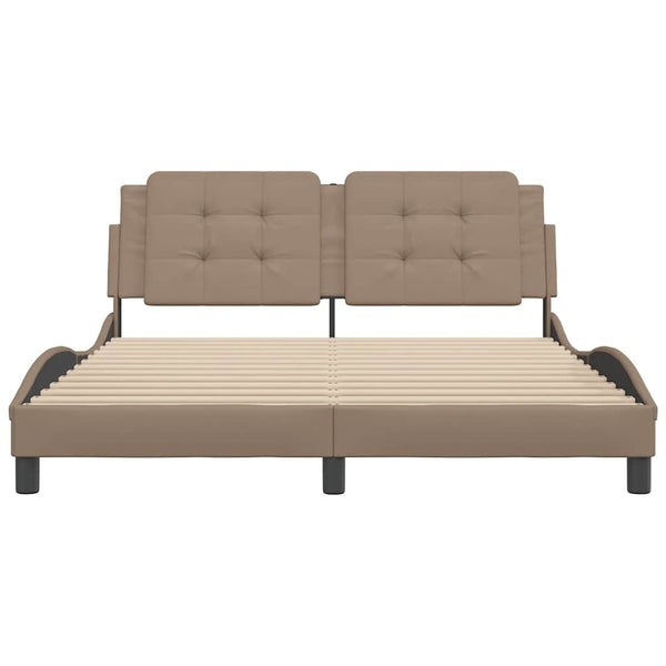 Bettgestell 160x200 cm Cappuccino-Braun Kunstleder