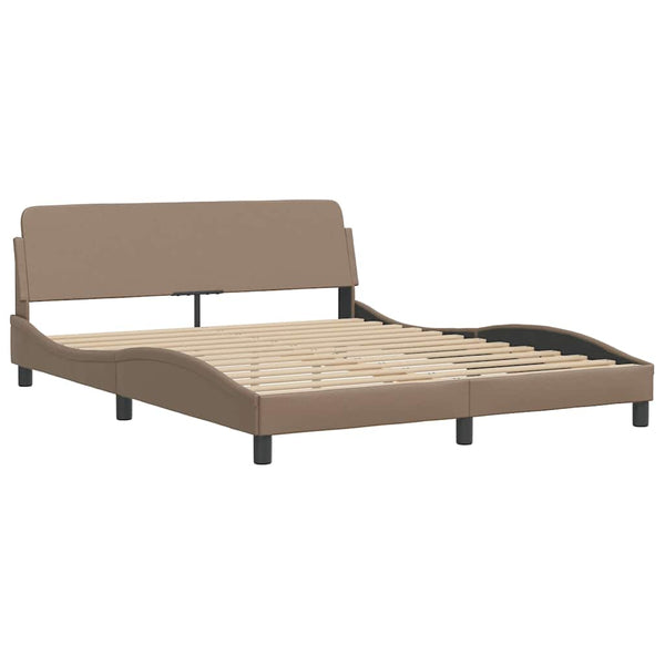 Bettgestell 160x200 cm Cappuccino-Braun Kunstleder
