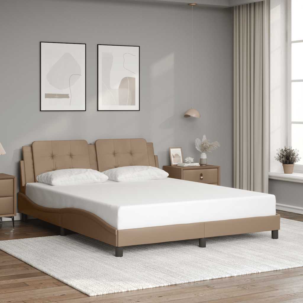 Bettgestell 160x200 cm Cappuccino-Braun Kunstleder