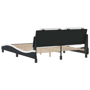 Bettgestell 160x200 cm Kunstleder Schwarz/Weiß
