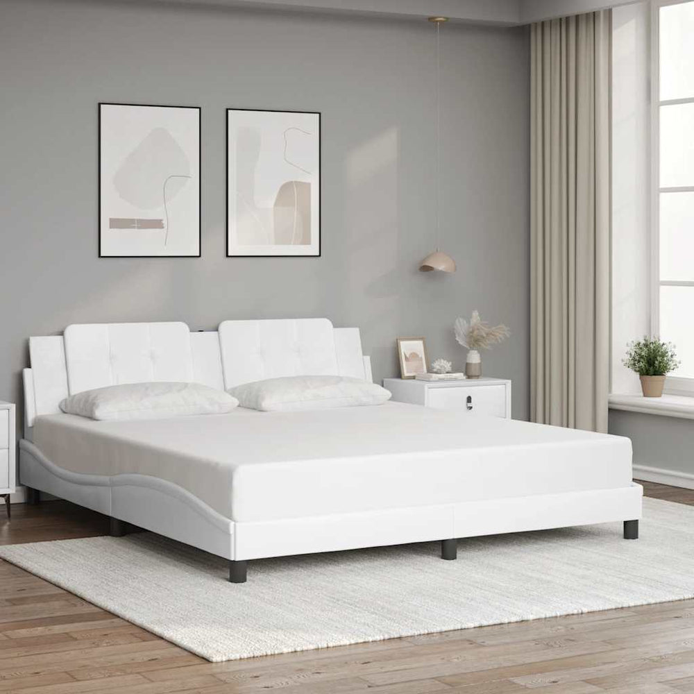 Bettgestell Weiß Kunstleder 180x200 cm