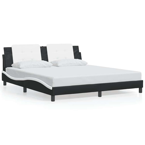 Bettgestell 180x200 cm Kunstleder Schwarz/Weiß