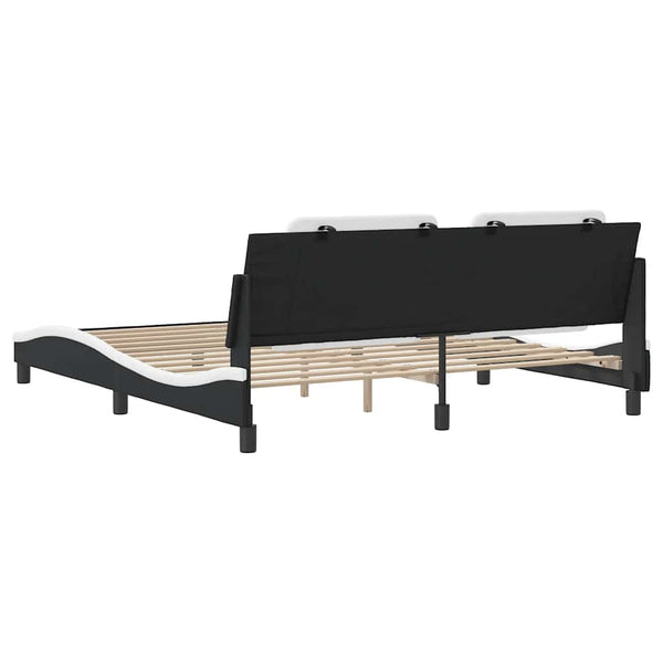 Bettgestell 180x200 cm Kunstleder Schwarz/Weiß