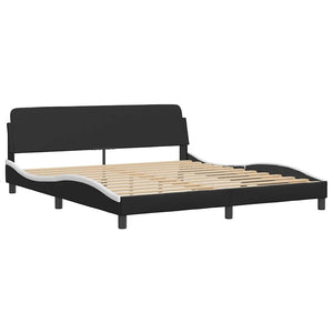 Bettgestell 180x200 cm Kunstleder Schwarz/Weiß