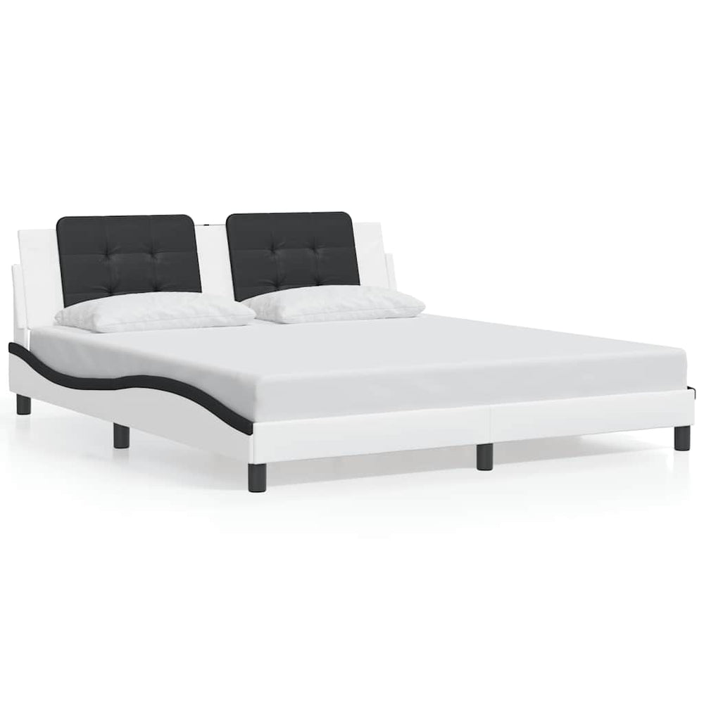 vidaXL Bed Frame without Mattress "Zadar" White and Black 180x200 cm Faux Leather