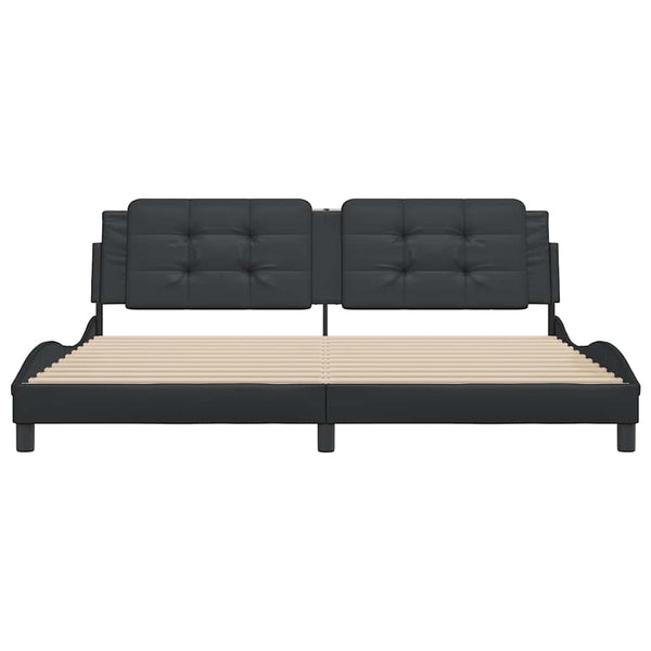 Bettgestell Schwarz 200x200 cm Kunstleder