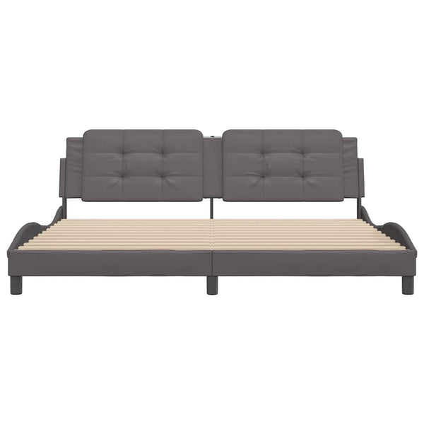Bettgestell Grau 200x200 cm Kunstleder