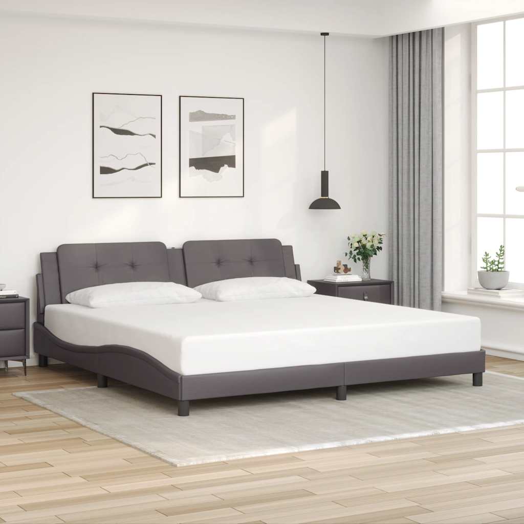 Bettgestell Grau 200x200 cm Kunstleder