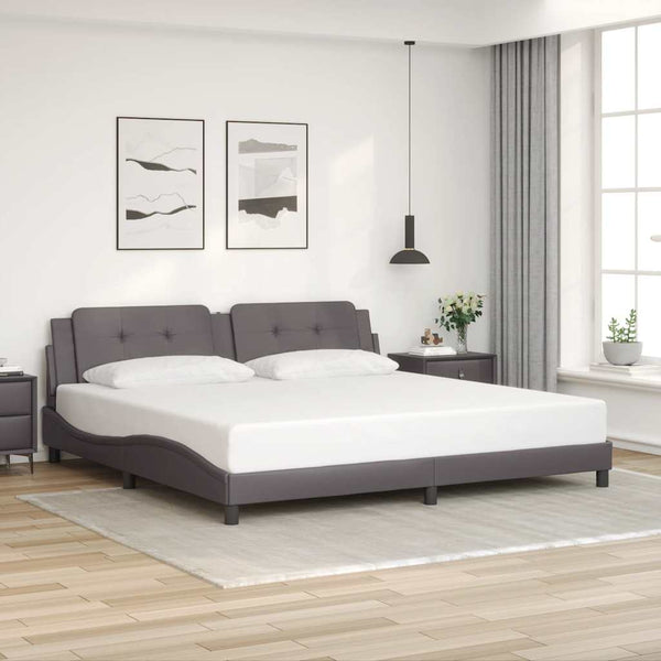 Bettgestell Grau 200x200 cm Kunstleder
