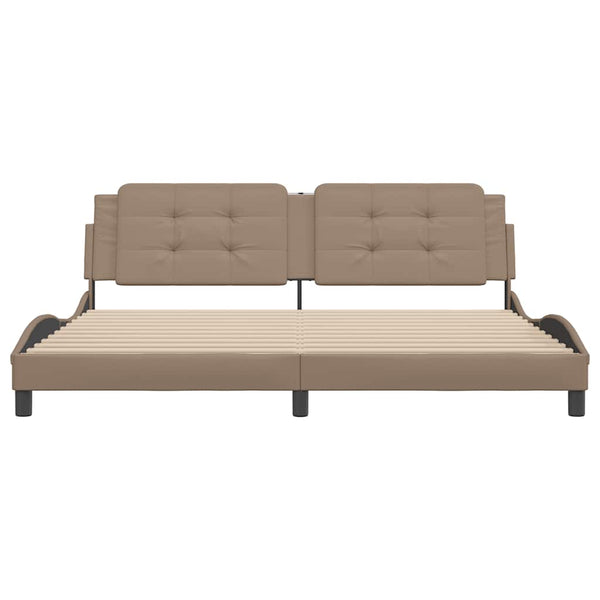 Bettgestell Cappuccino-Braun 200x200 cm Kunstleder