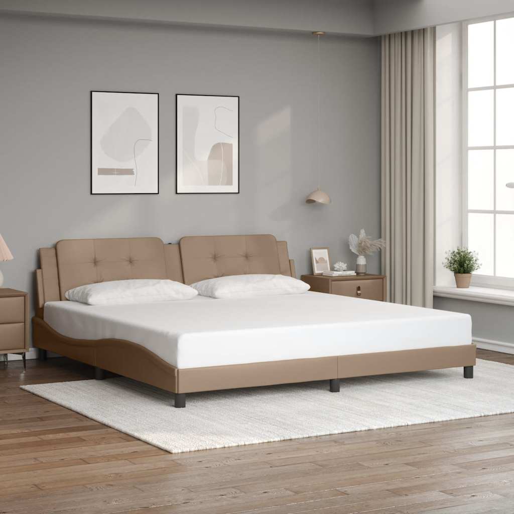Bettgestell Cappuccino-Braun 200x200 cm Kunstleder