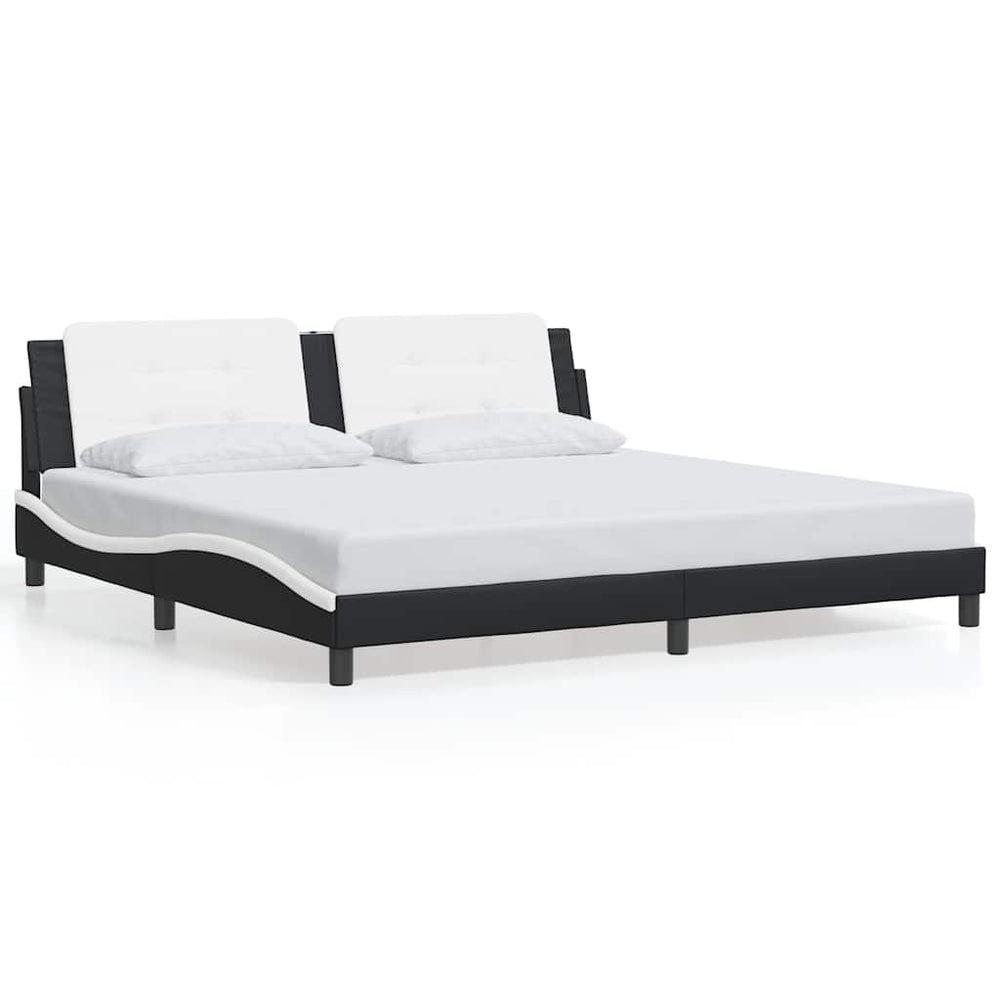 Bettgestell Zadar 200x200 cm Kunstleder Schwarz/Weiß