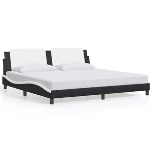 Bettgestell Zadar 200x200 cm Kunstleder Schwarz/Weiß