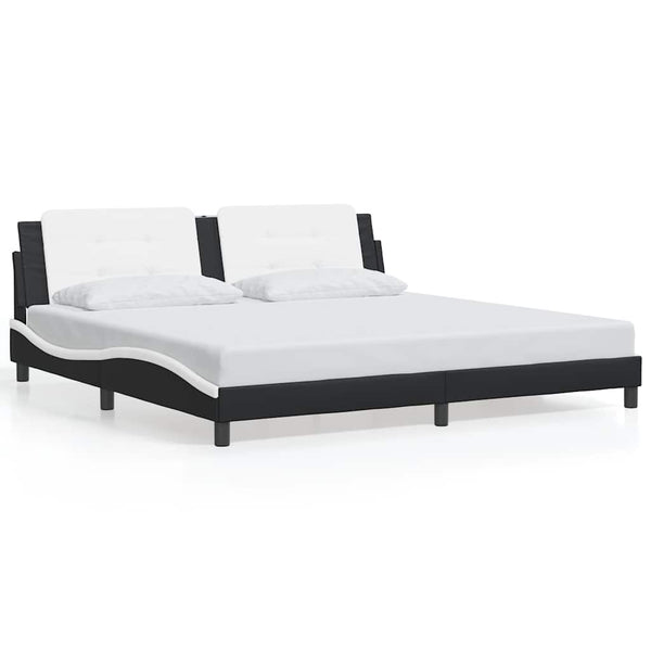 Bettgestell Zadar 200x200 cm Kunstleder Schwarz/Weiß