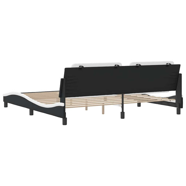 Bettgestell Zadar 200x200 cm Kunstleder Schwarz/Weiß