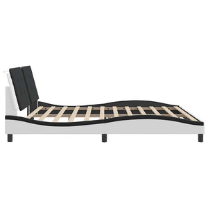 Bettgestell 200x200 cm Kunstleder Weiß/Schwarz