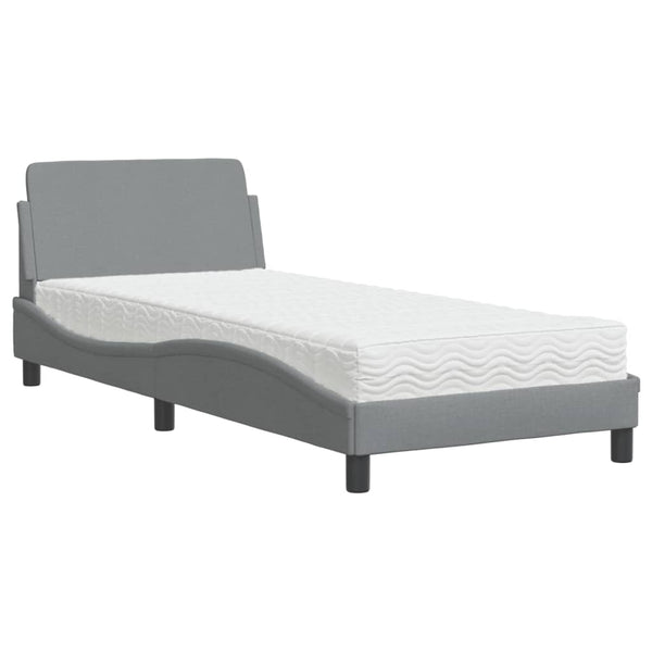 vidaXL Bed with Mattress "Dover" Light Grey 80x200 cm Fabric